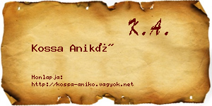 Kossa Anikó névjegykártya